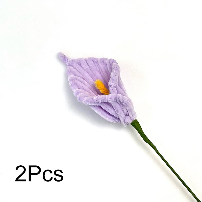 

2 шт. Палочки для чистки трубок, рукоделие, ручная работа, искусственные цветы, готовые искусственные синельные стебли, домашний декор, букет калл