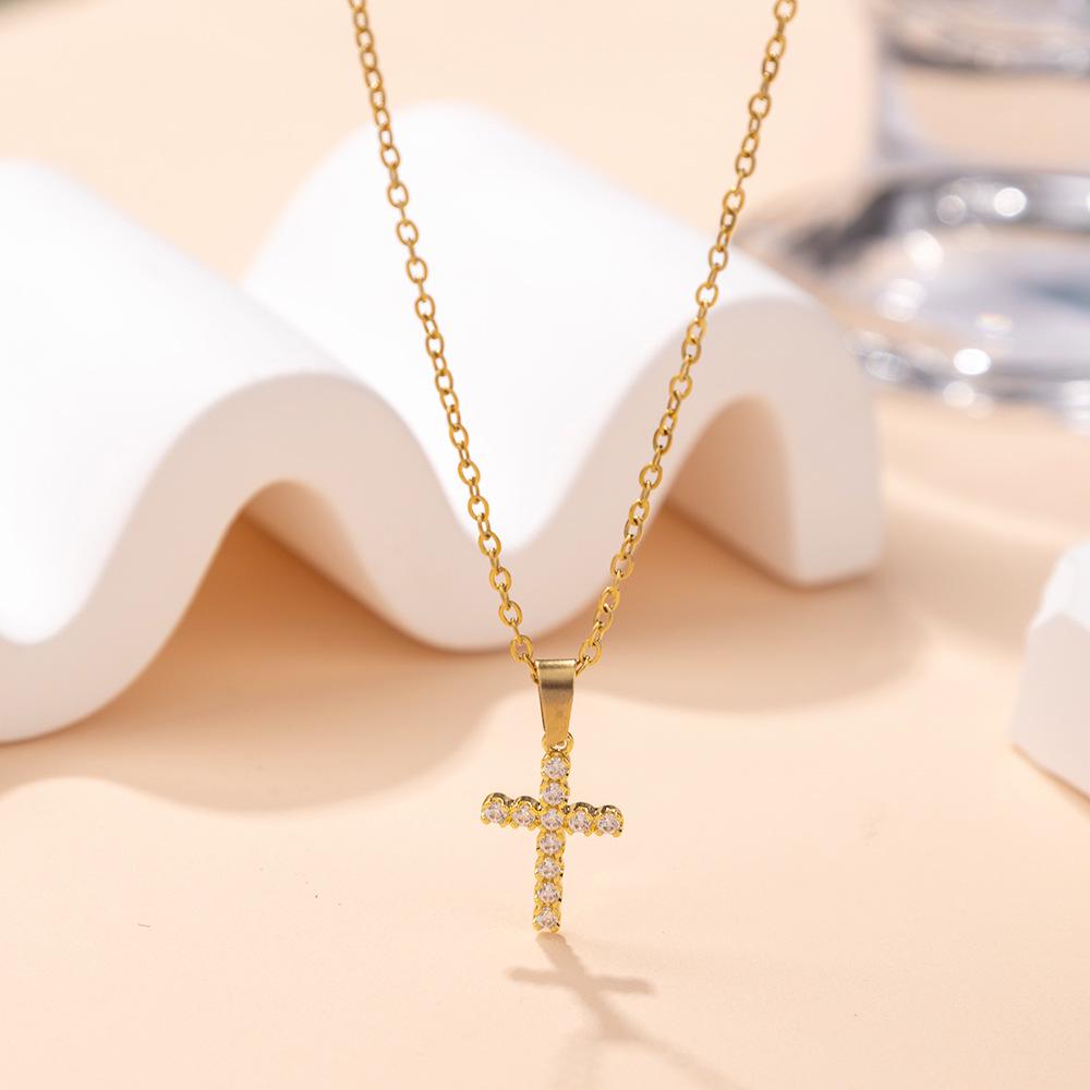 Creative European-American Style Titanium Cross Necklace