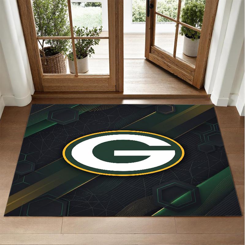 Green Bay Packers Design Crystal Velvet Rug Soft Decorative Mat for Bedroom Entrance