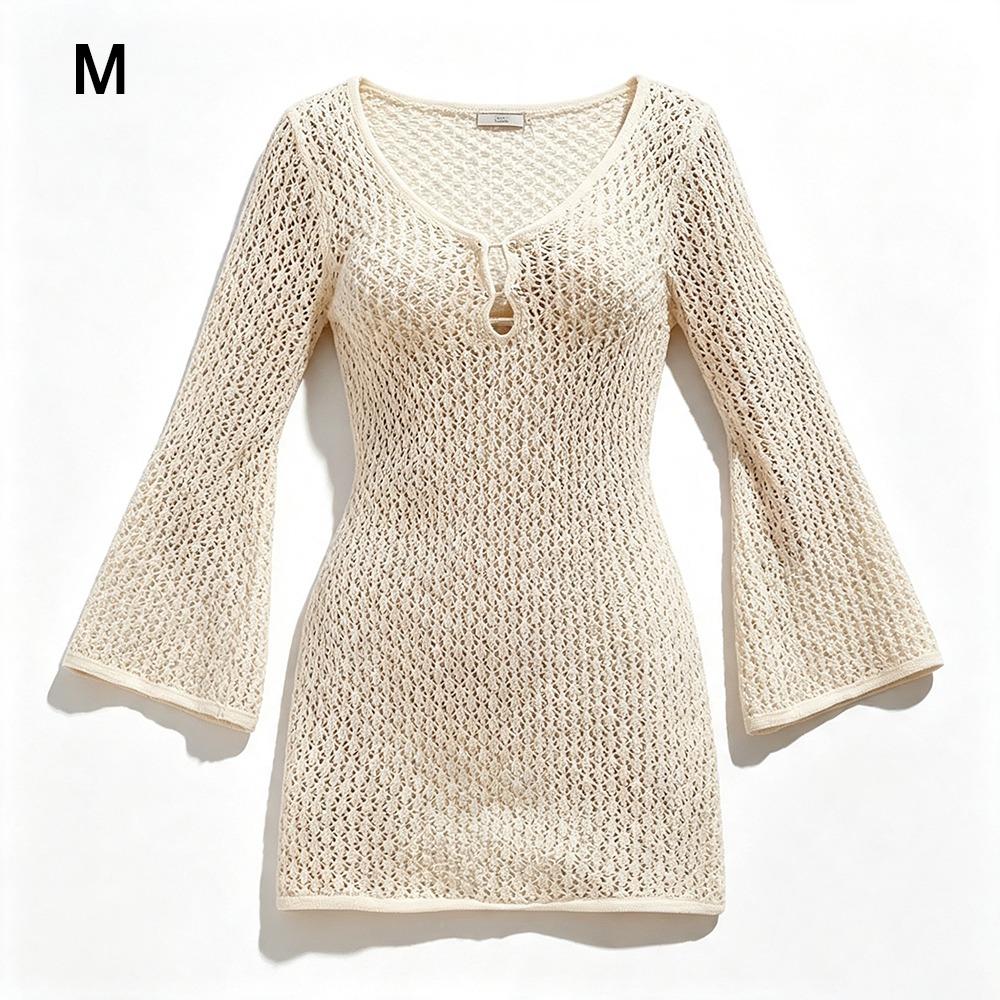 Deep V-Neck Beach Cover-Up Dress Backless Design Bikini Cover-Up Dress Beach Vacation