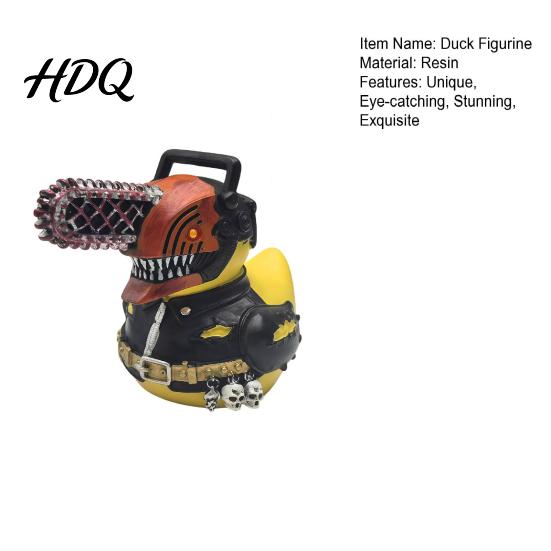 Office Desk Figurine Horror Chainsaw Duck Small Resin Statue Collectible Funny Sculpture for Dashboard Home Desktop Decor Figure