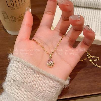 Luxury Zircon Water Drop Pendant Necklace for Women - Trendy 2025 Lip Chain Accessory