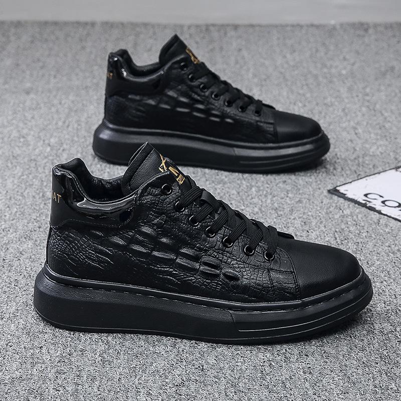 

Весна и осень новые туфли мужские трендовые мужские туфли из коровьей кожи средней высоты модные туфли на мягкой подошве модные мужские туфли Вэньчжоу 43 чёрный