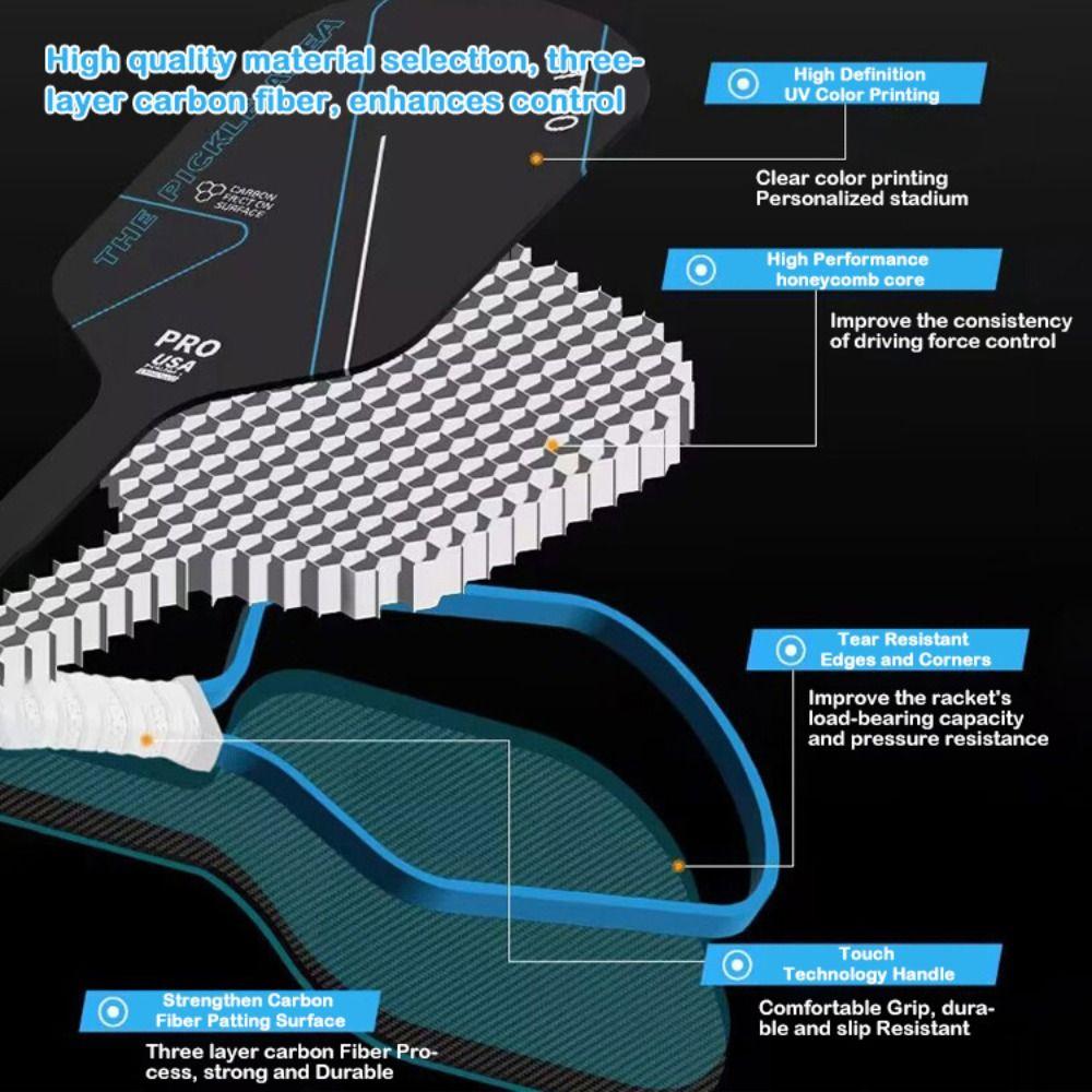 T700 Pickleball Paddle Carbon Fiber Pickle Ball Paddle Durable Pickleball Rackets Set