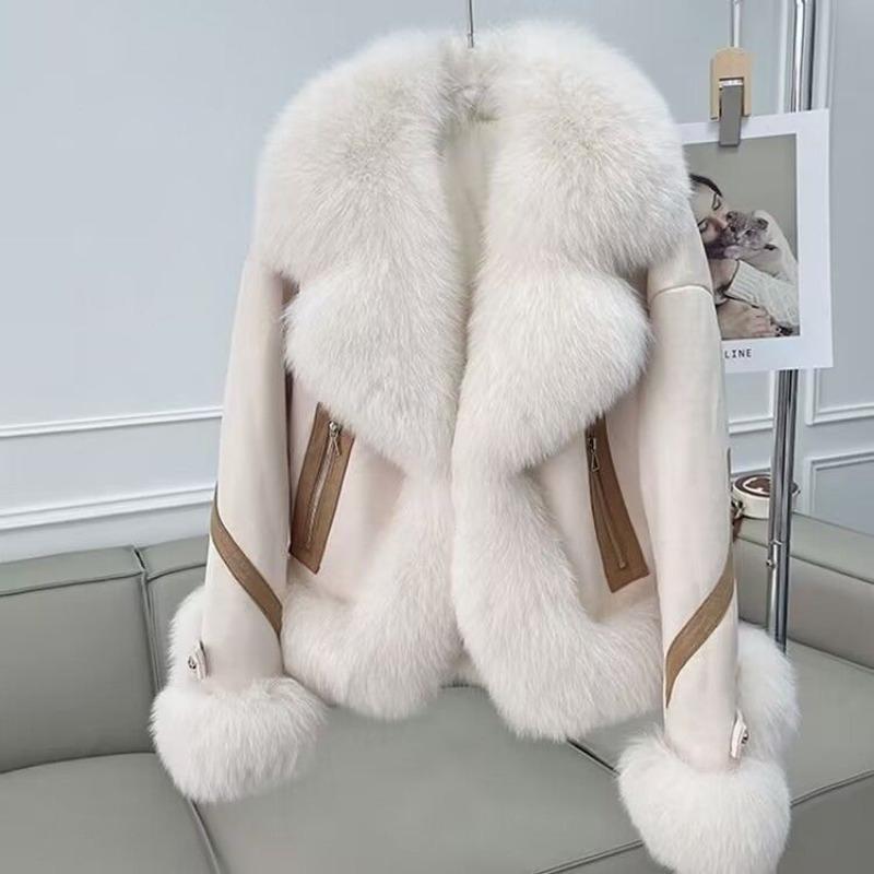 

2 imitation fox fur coat women s short autumn and winter new cotton thickened fashion suede coat light l 63-75kg