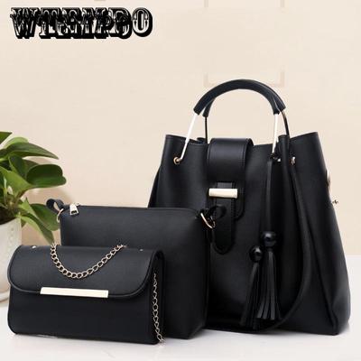 Tendência da moda bolsas de três peças bolsa casual simples bolsa selvagem borla bolsa mensageiro