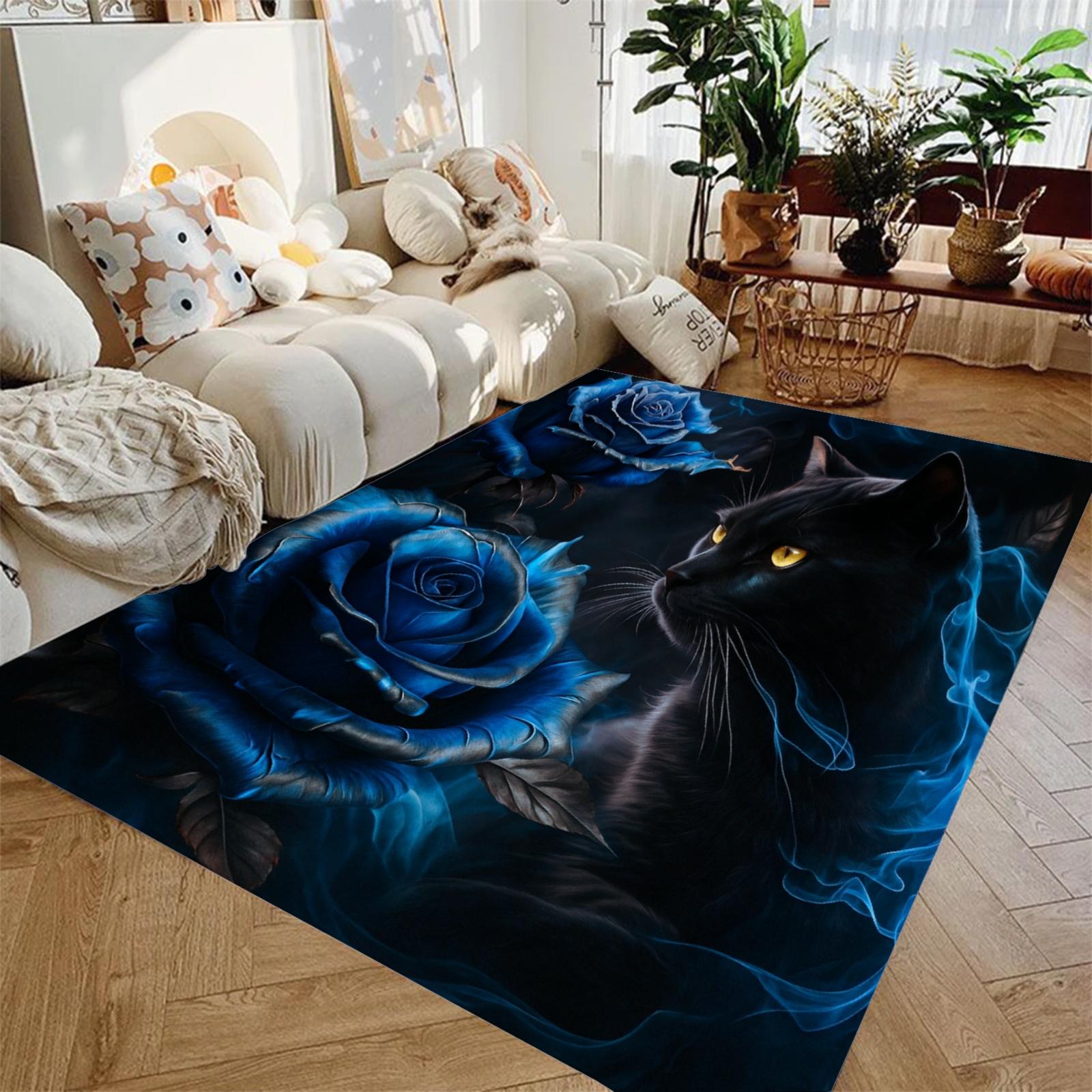 

Lovely Cat Carpet Living Room Bedroom Decor Kid Un-slip Parlor Floor Mat Surface Flannel Smooth Comfortable Carpet Birthday Gift 160x200cm