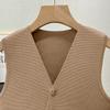 French Retro V-Neck Single-Breasted Irregular Sleeveless Slim Knitted Vest For Women