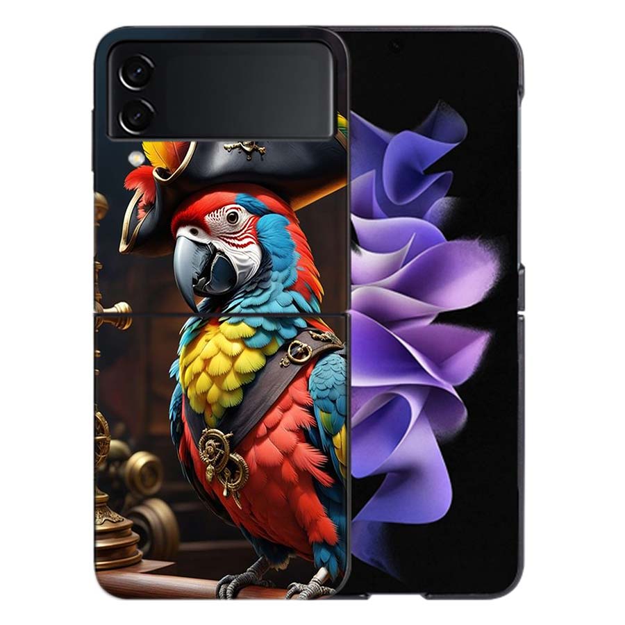 Macaw Pirate Phone Case For Samsung Z Flip 6 7 5G Galaxy Z Flip 5 4 3 5G Cases Shockproof Hard Cover TPU