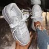 Plus Size Baby's Breath Rhinestone Casual Women's Shoes 2025 Spring New Arrival Lace-Up Sneakers Versatile Fashionable White Sneakers