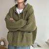 Dámský volný svetr s kapucí Cardigan Coat Jednobarevný pletený top
