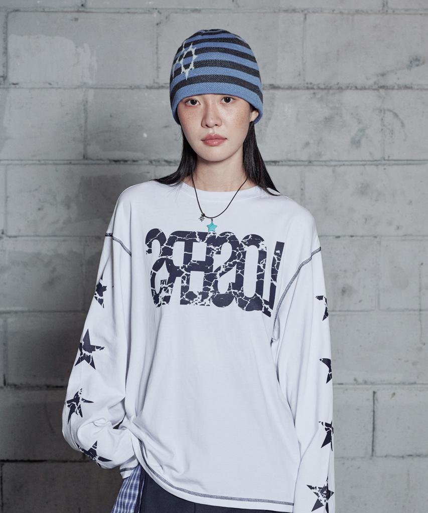 Lujeoseukeulleob Symbol Logo Striped Beanie Sky Blue