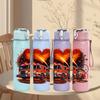1PC Burning Fire Truck Art 750ml Color Plastic Sports Water Bottle Leakproof Flip Straw Lid Suitable for Sports Office Home Use
