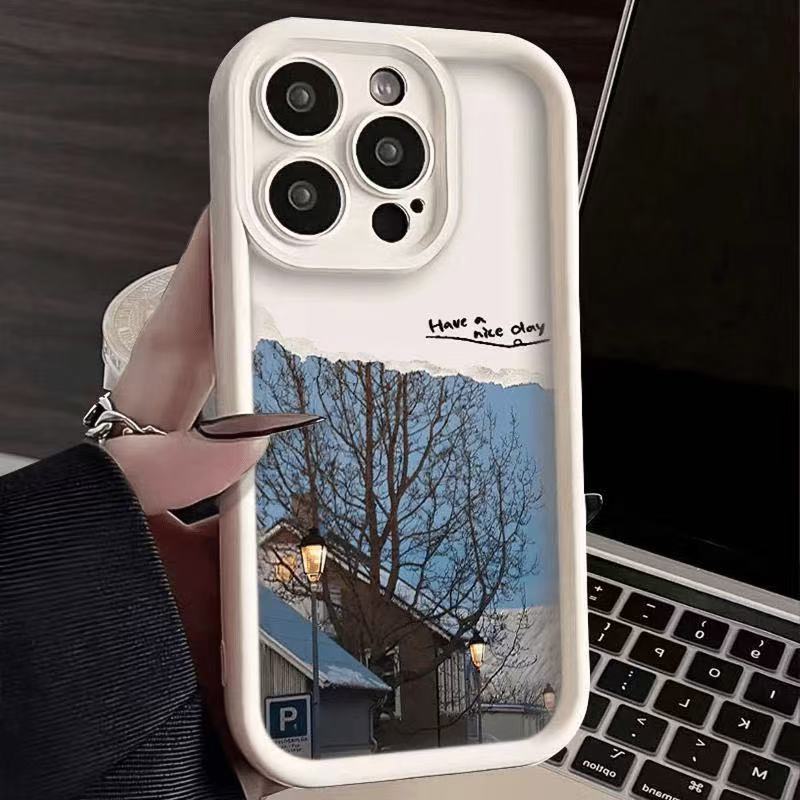 Retro Snow View Ancient City for iphone16pro mobile phone case Apple 15 Japan and Korea 14/13promax new 12