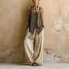 Bohemian Imitation Embroidered Wide-leg Pants Women's Summer High Waist Loose Casual Three-piece Suit Retro Fashion