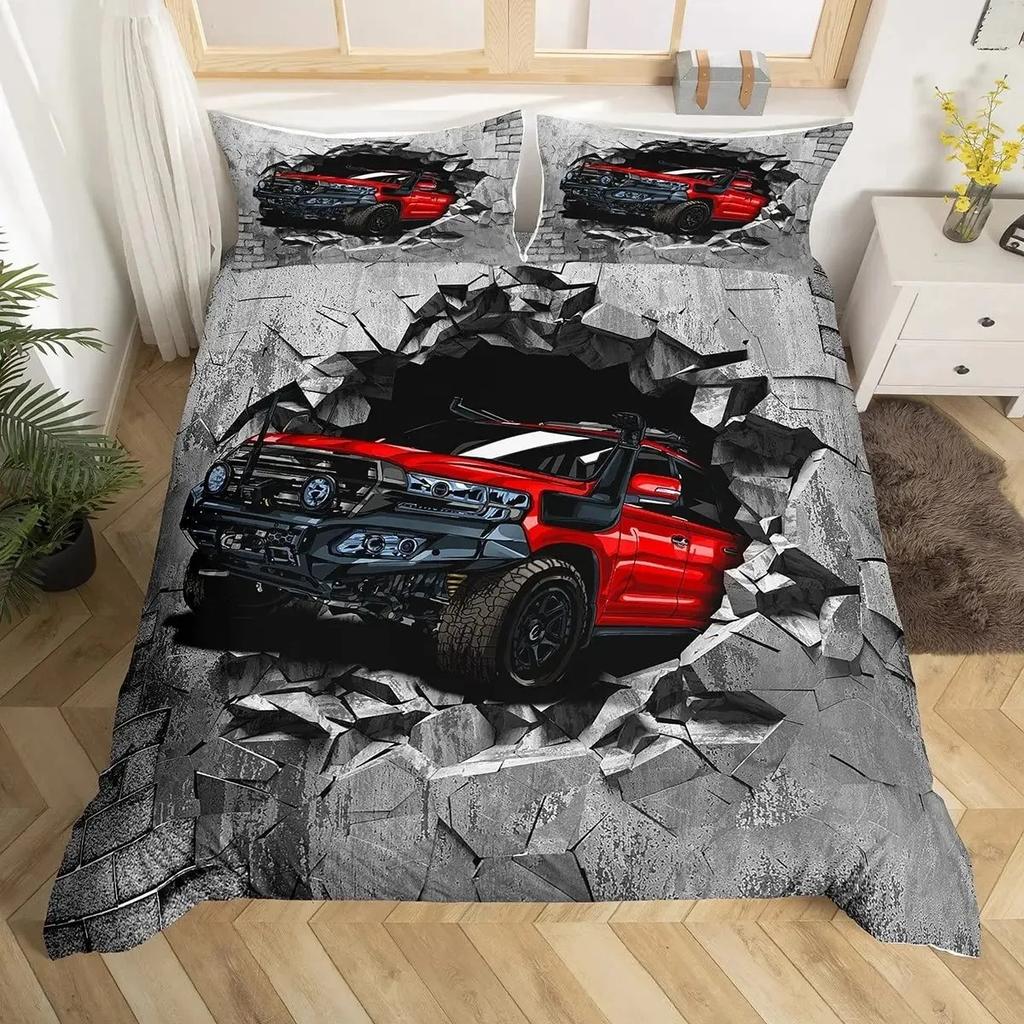 Set Copripiumino Jeep 4X4 Un Clic Ripittura Mai Fermarsi Avventura Off-Road Set Biancheria da Letto Automobili Set Biancheria da Letto Auto Sportive