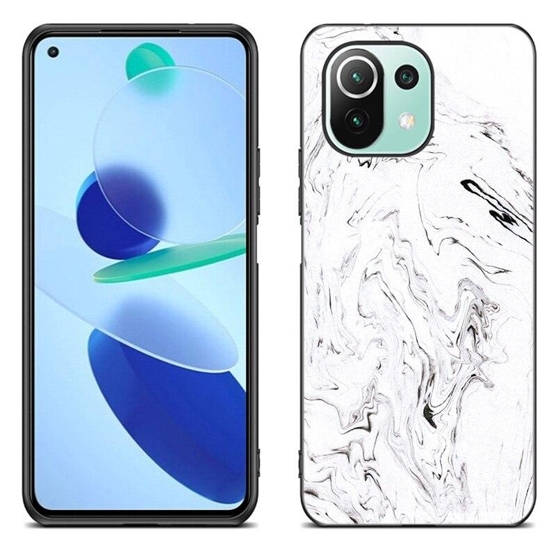 Black and White Marble Case For Xiaomi Mi 11 Lite NE 11i 10T 11T Pro A2 A3 Lite POCO F3 M3 M4 C31 X3 Pro NFC GT Black Soft Cover