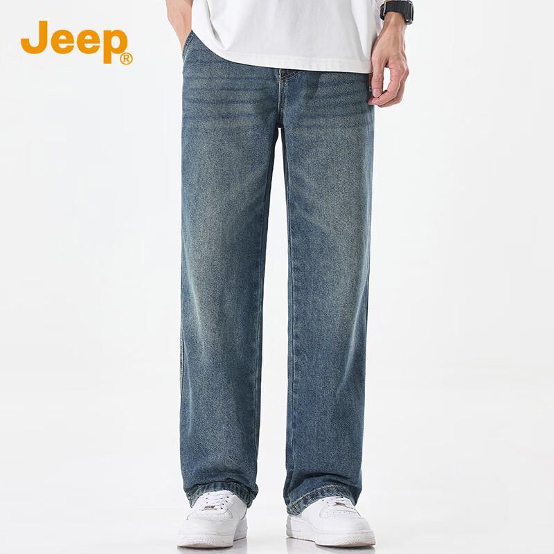 JEEP Men's Loose Straight American Style Denim Jeans