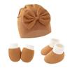 Set Baby Warm 3-Piece Gloves, Socks, Hat, Newborn, Cotton, Anti-Scratch, Toddler,