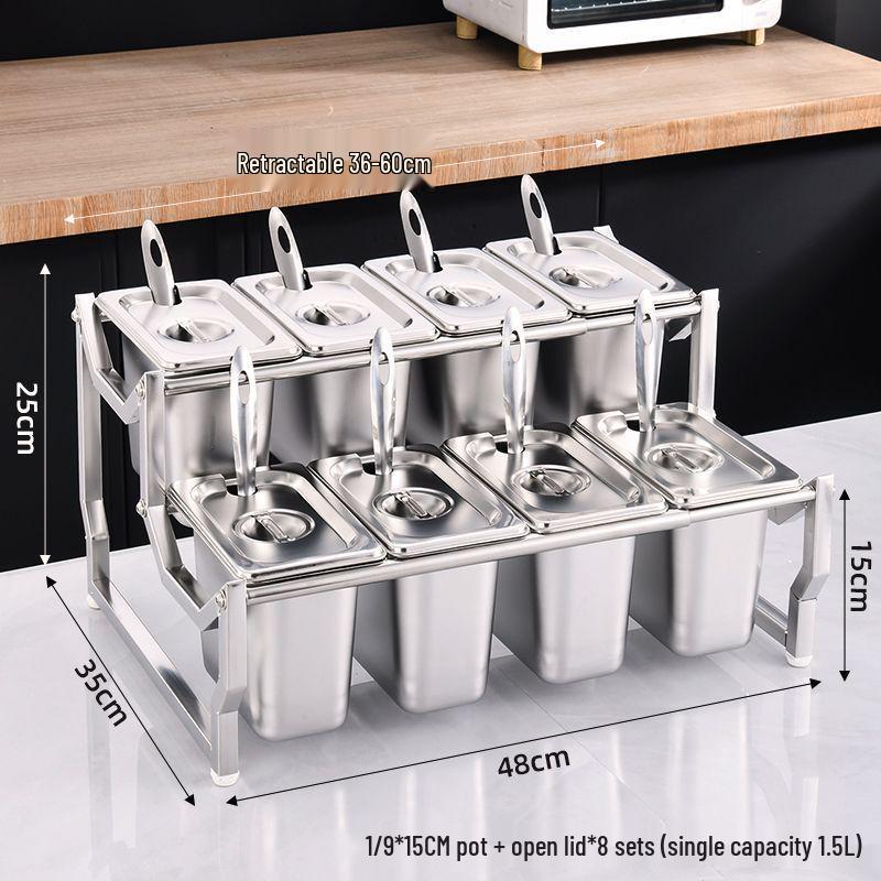 Commercial Stainless Steel Multi-Compartment Condiment Tray Set for Milk Tea Shop