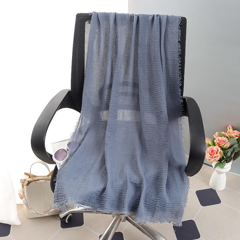 Sciarpa grande da donna in cotone e lino di colore puro: Foulard musulmano primaverile/estivo, telo mare, scialle con protezione solare