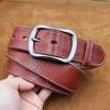 Genuine Cowhide Leather Pin Buckle Men's Belt - Retro Vegetable Tanned 
