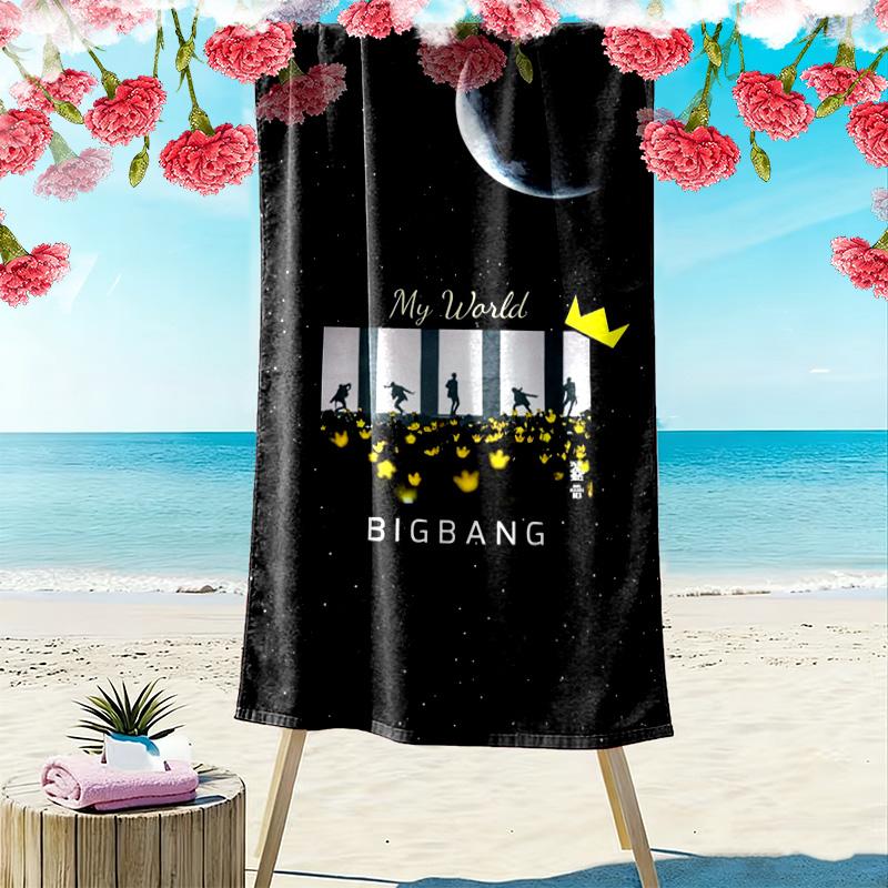 Big Bang: Icons Music Style Beach Towel Outdoor Camping Beach Absorbent Bath Towel Swim Seaside Beach Comfort Printing Travel and Vacation Towels