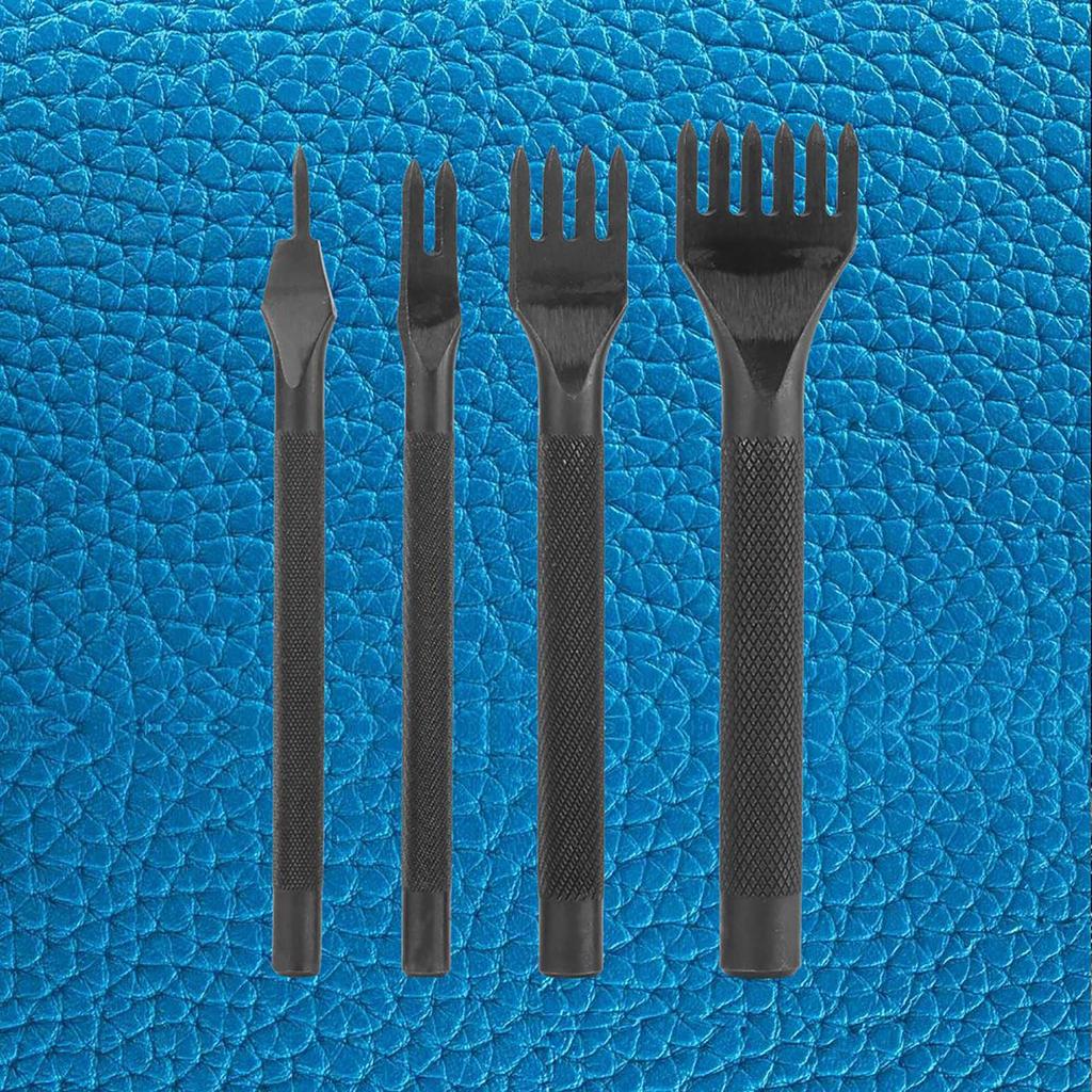 4 Pcs Set DIY Leather Hole Punch Stitching Tools Handmade Carft Kit(1+2+4+6 Teeths)