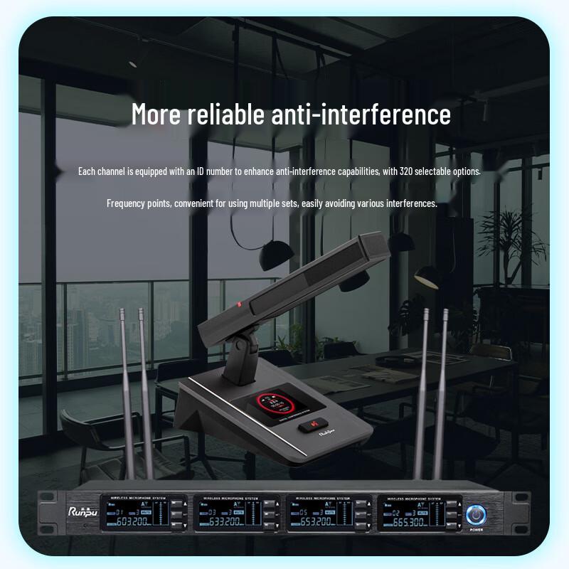 Runpu RP-SU60F UHF Wireless Desktop Conference Microphone System (1-to-4 Gooseneck Mics) (CN version)