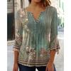 JPNTKY Women's Fashion Casual O-Neck 3/4 SleevesBlouses & Shirts