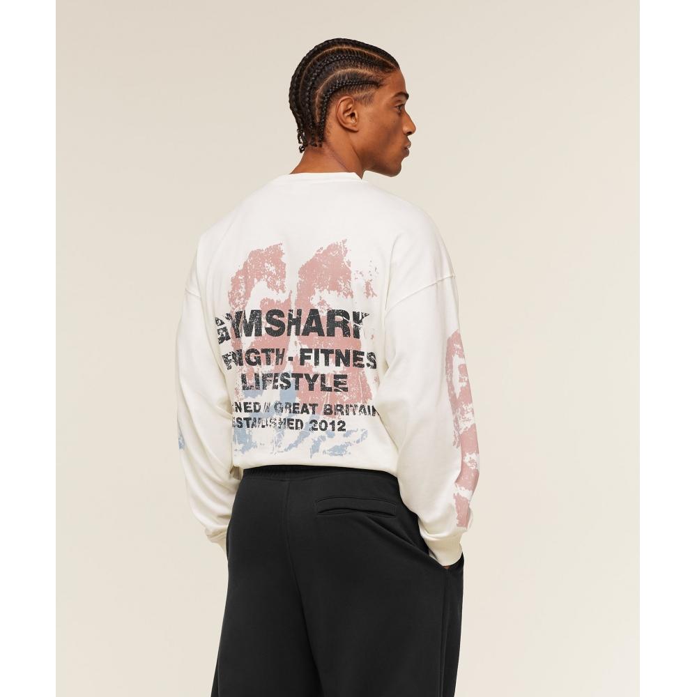 Gymshark STrengTh FiTness LifesTyle Long Sleeve T shirT sofT whiTe A4c8r Wcmy