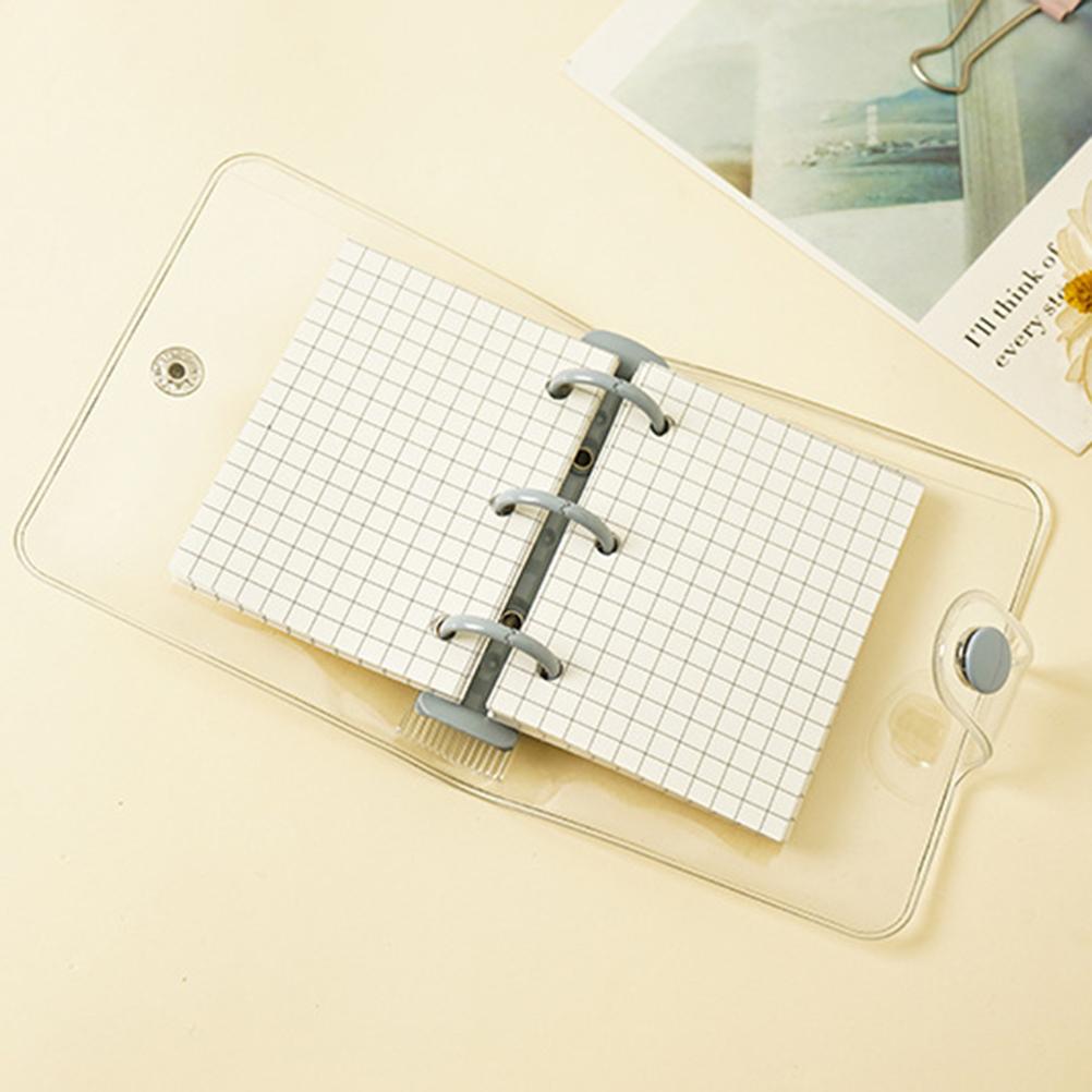 Mini Transparent 3Ring Binder Covers with Grid Inner Page and Binder Pockets Mini Loose Leaf Notebook Binder Clear PVC