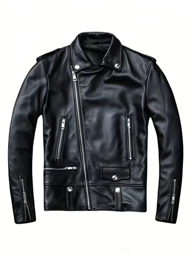 New men's PU leather jacket motorcycle jacket slim lapel zipper jacket spring and autumn trend men's leather jacket