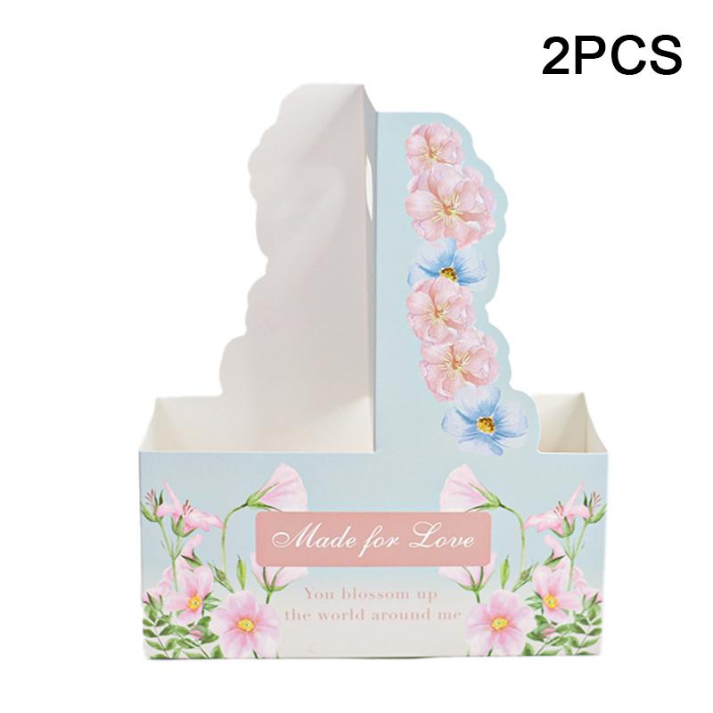 2pcs/Pack Packaging Flower Shop Flower Basket DIY Handheld Flower Box Foldable Paper Wedding Party Decorative Accessories