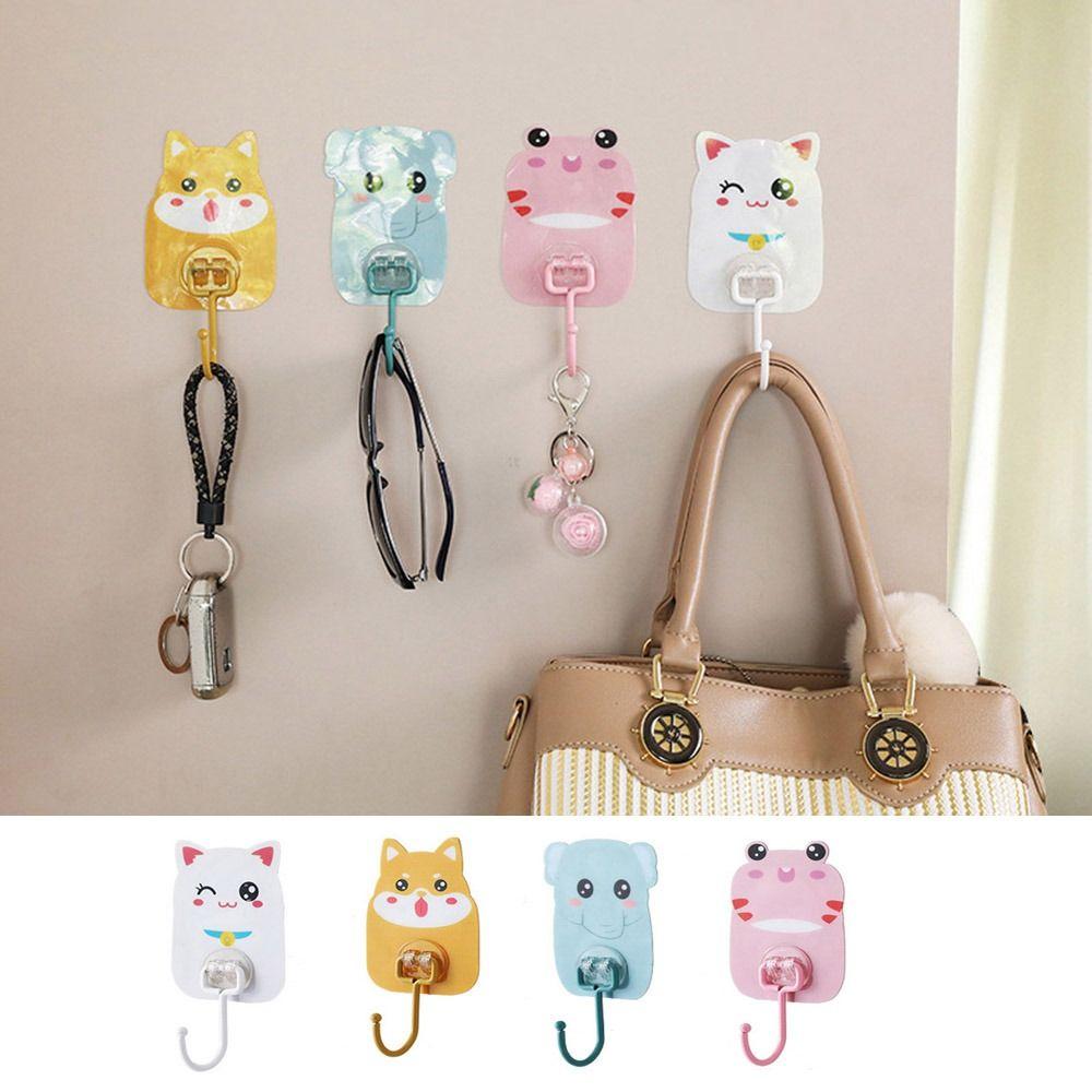 

Plastic Animal Cartoon Wall Hook Free Punching Key Holder Multifunctional Wall Hanger Kitchen Elephant