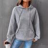 2025 Fall/Winter Women's Waffle Knit Round Neck Long Sleeve Solid Hoodie Top