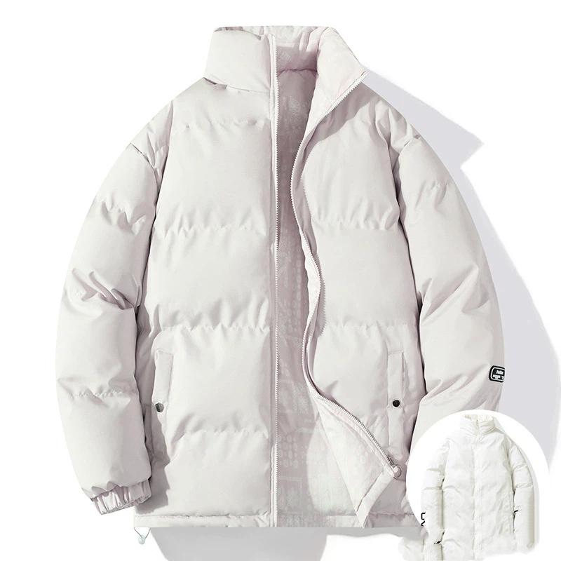 Couples Winter Casual Stand Collar Slim Fit Thick Warm Double Sided Cotton Jacket 