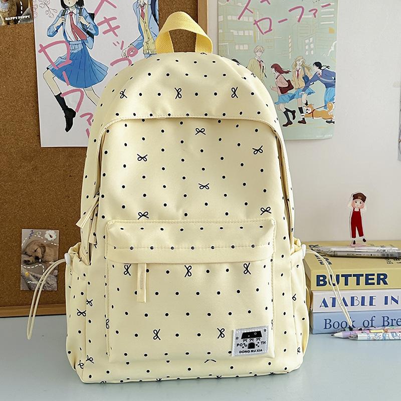 Schoolbag New Schoolbag Female Junior High School Girl Girl Heart Polka Dot Bow Versatile High Value Female Student Backpack