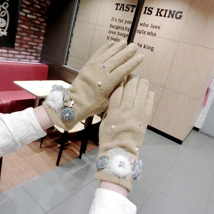 Cashmere Gloves Rabbit Hair Mouth Bow Cashmere Gloves Korean Fashion Woolen Cloth Warmth Riding Touch Screen Gloves A432