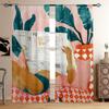 Starry Sky Floral Printed Curtains, Oil Painting, Suitable for Bedroom, Living Room, Dormitory, Decorative Home Decoration