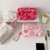 Plyschhjärta Sminkväska 3D Luddiga Hjärtan Sminkpåse Söt Fluffig Sminkorganisatör Necessär för Kvinnor Flickor