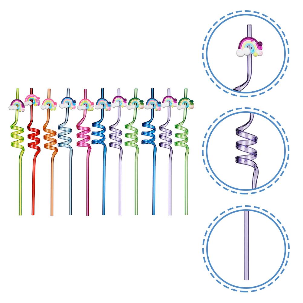 20 Pcs Rainbow Straw Beverage Straws Kids Drink for Festival Cartoon Childrens Toys Adorable Party Decorate Decorations