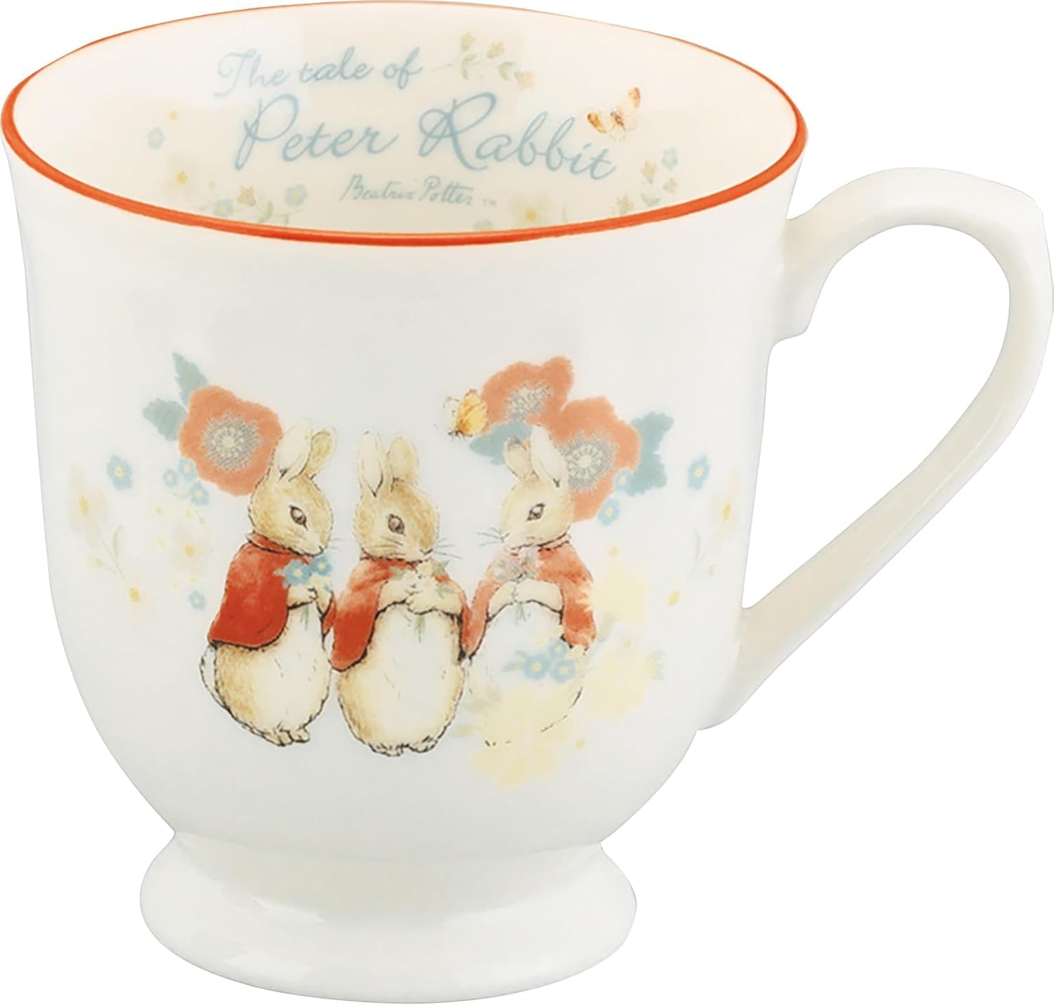 

Yamaka Shoten Peter Rabbit Coffee Mug, 340ml, Approx. 10x10cm Diameter, Shabby Chic Flower Sisters Design, White, PR652-11