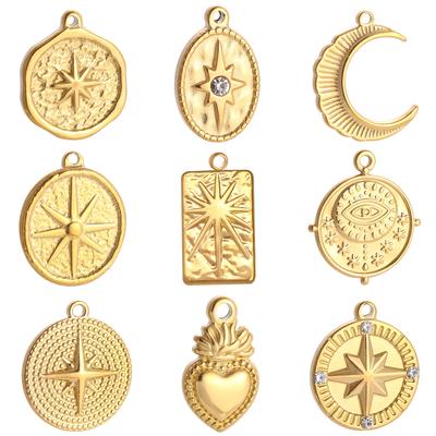 3pcs Stainless Steel Casting Sun Moon Star Charms Starlight Pendant DIY Necklace Bracelet Earrings Jewelry Accessories