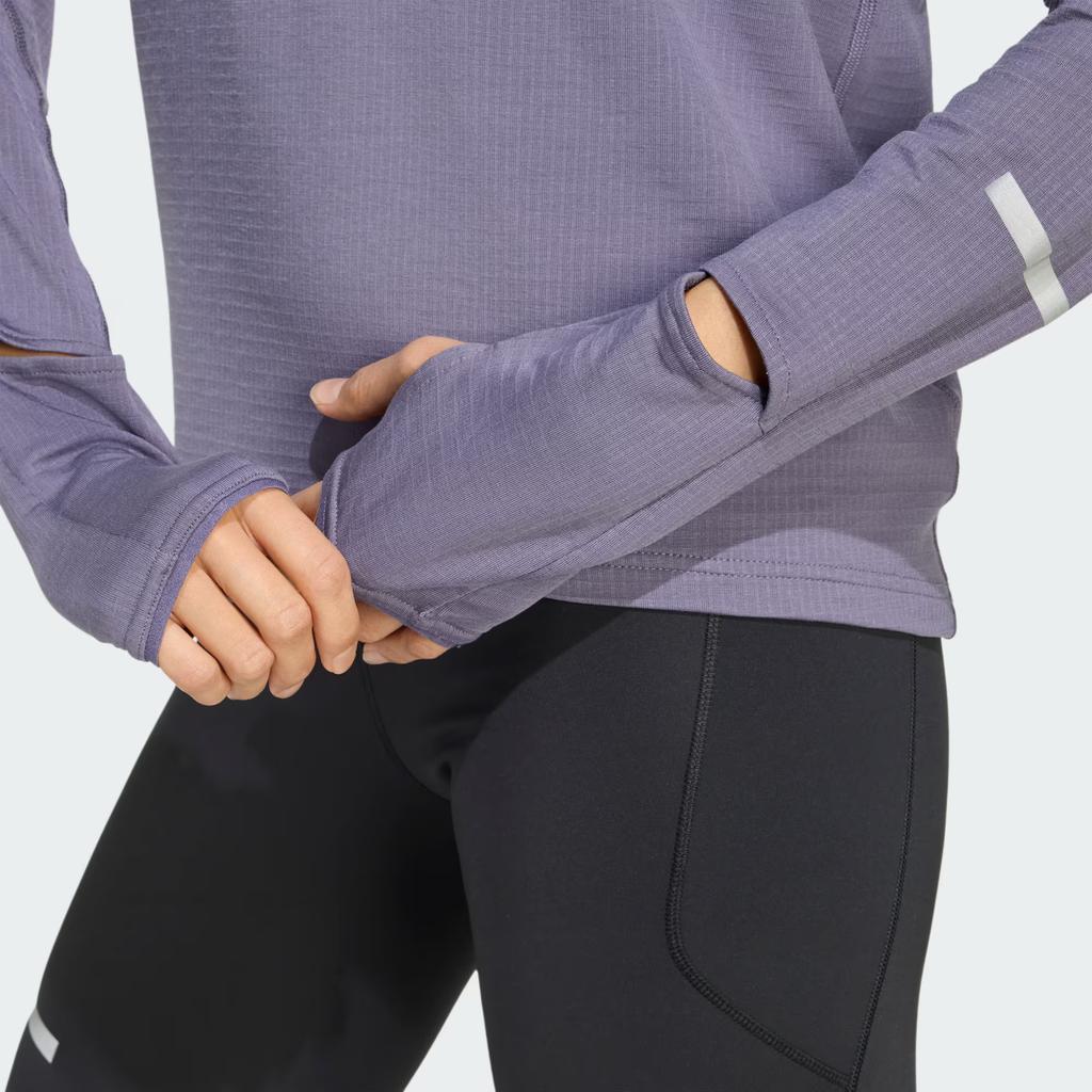 adidas Climawarm Adi365 Running Half-Zip Moisture-Wicking Warm Long Sleeve T-Shirt Women Tops JM5727