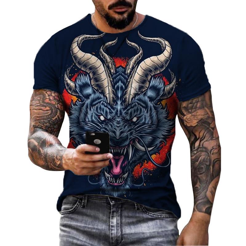 Summer Round Neck 3D Halloween Print Top Fashionable Casual Short Sleeved Men's T-shirts