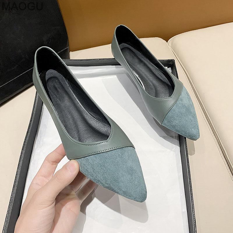 Office Ladies Low Heel Pumps Slip-on Comfortable Daily Footwear Fashion Pointed Toe Falt Shoes for Women Size35-40 Zapatos Mujer