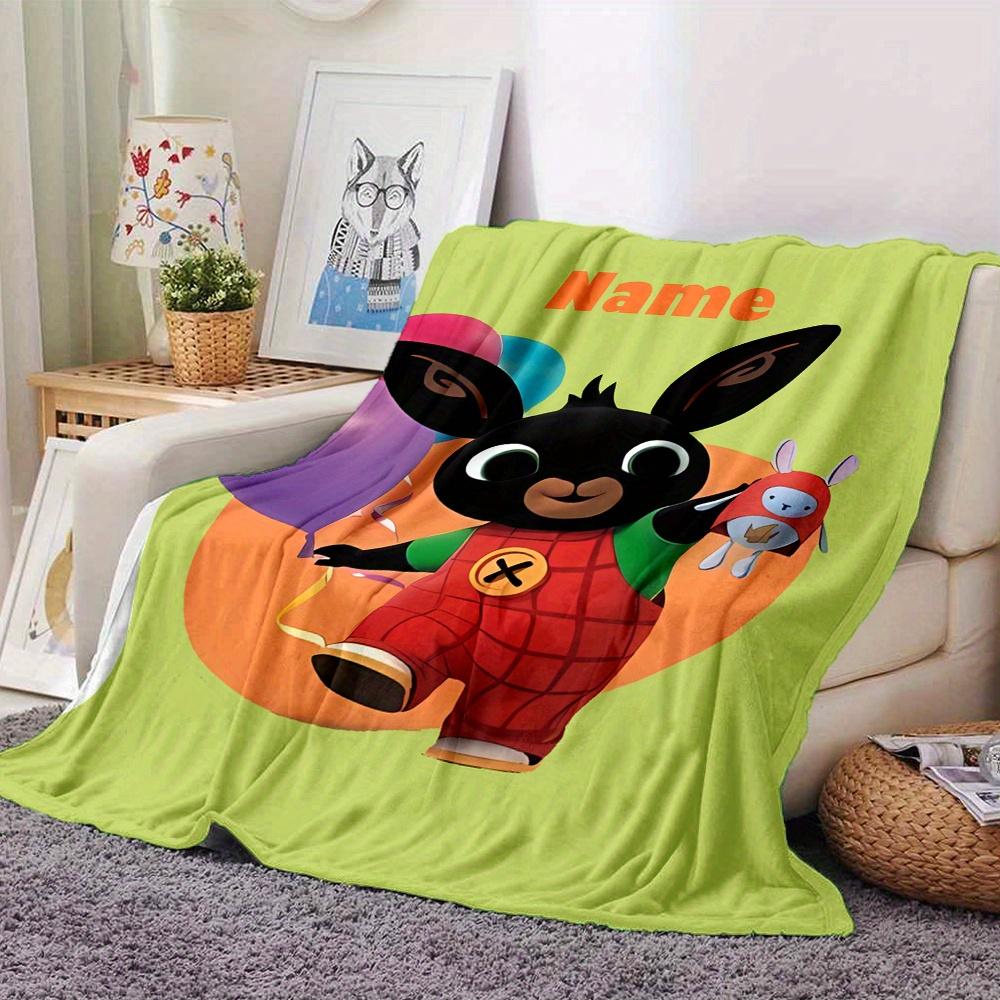 Bing Bunny Balloons Flannel Blanket With Customizable Name Soft And Comfortable Shawl Blanket For All Seasons Suitable For Home Travel Camping Office