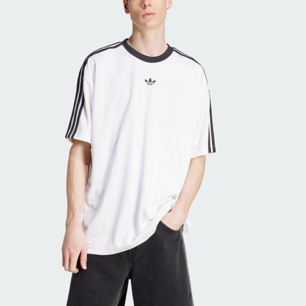 adidas Originals Adicolor Jacquard Loose Striped Pullover T-Shirt Unisex Tops White Black JW5877