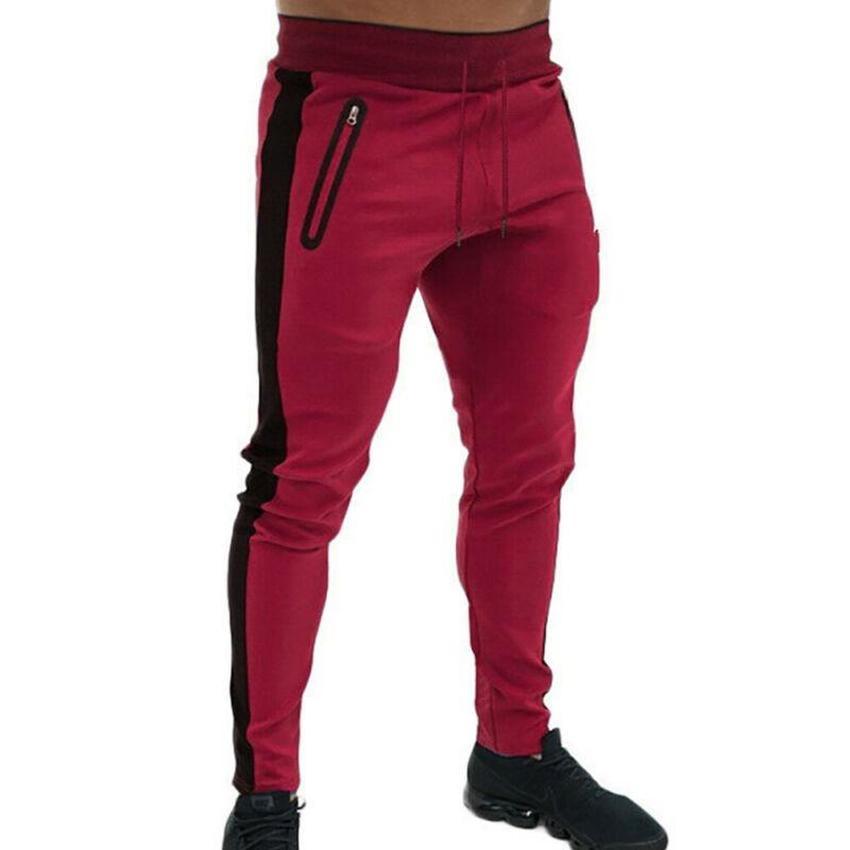 

Мужские брюки Slim Fit с эластичной лентой, спортивные флисовые брюки, повседневные узкие спортивные штаны M красный